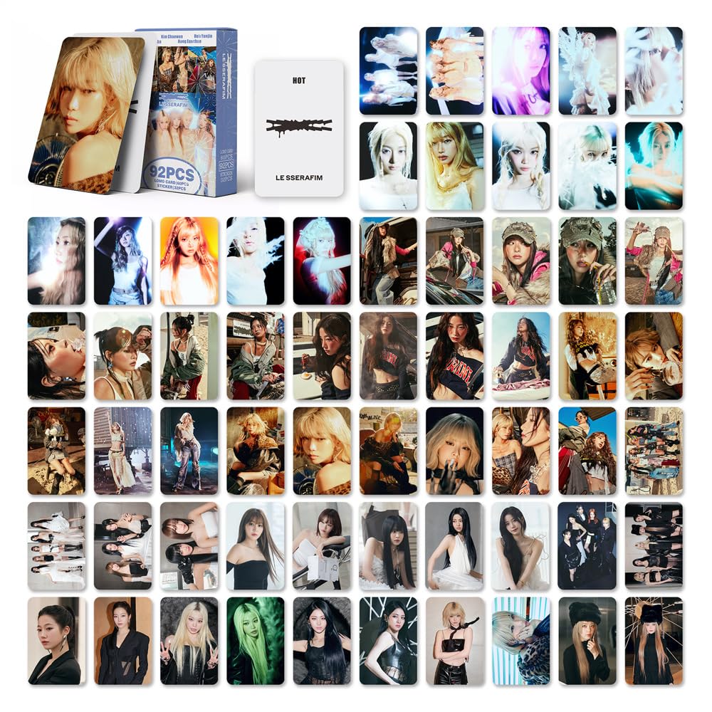 92 Small Cards LE SSERAFIM New Album HOT Peripheral 60 PCS Photo Cards And 32 PCS Stickers, Lomo Cards, Photocards