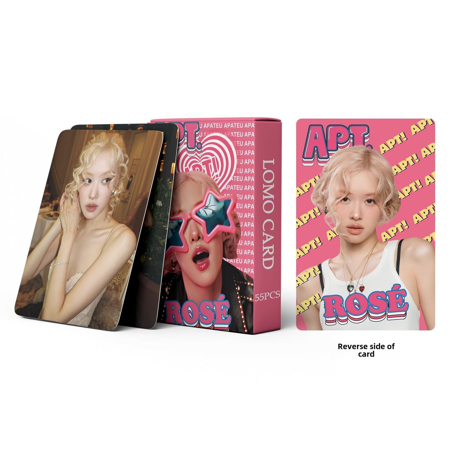 55 PCS Blackpink ROSE Small Card APT Album Merch Lemo Card Pink Small Card Pu Chaeying ROS ÉLomo Cards, Photocards