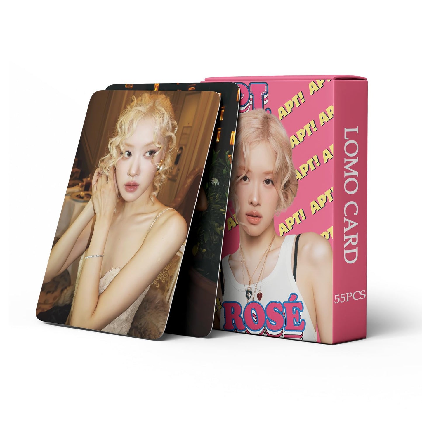 55 PCS Blackpink ROSE Small Card APT Album Merch Lemo Card Pink Small Card Pu Chaeying ROS ÉLomo Cards, Photocards