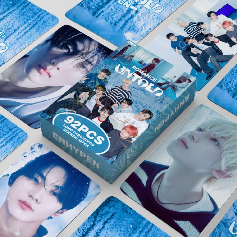 92 PCS ENHYPEN Photocards,  Kpop new comeback romance album surrounding Merch 60 Pcs Lomo Cards And 32 Pcs Music Stickers