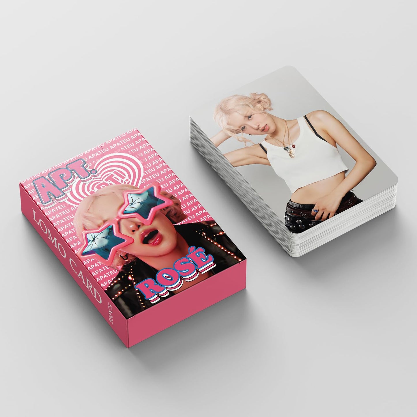 55 PCS Blackpink ROSE Small Card APT Album Merch Lemo Card Pink Small Card Pu Chaeying ROS ÉLomo Cards, Photocards