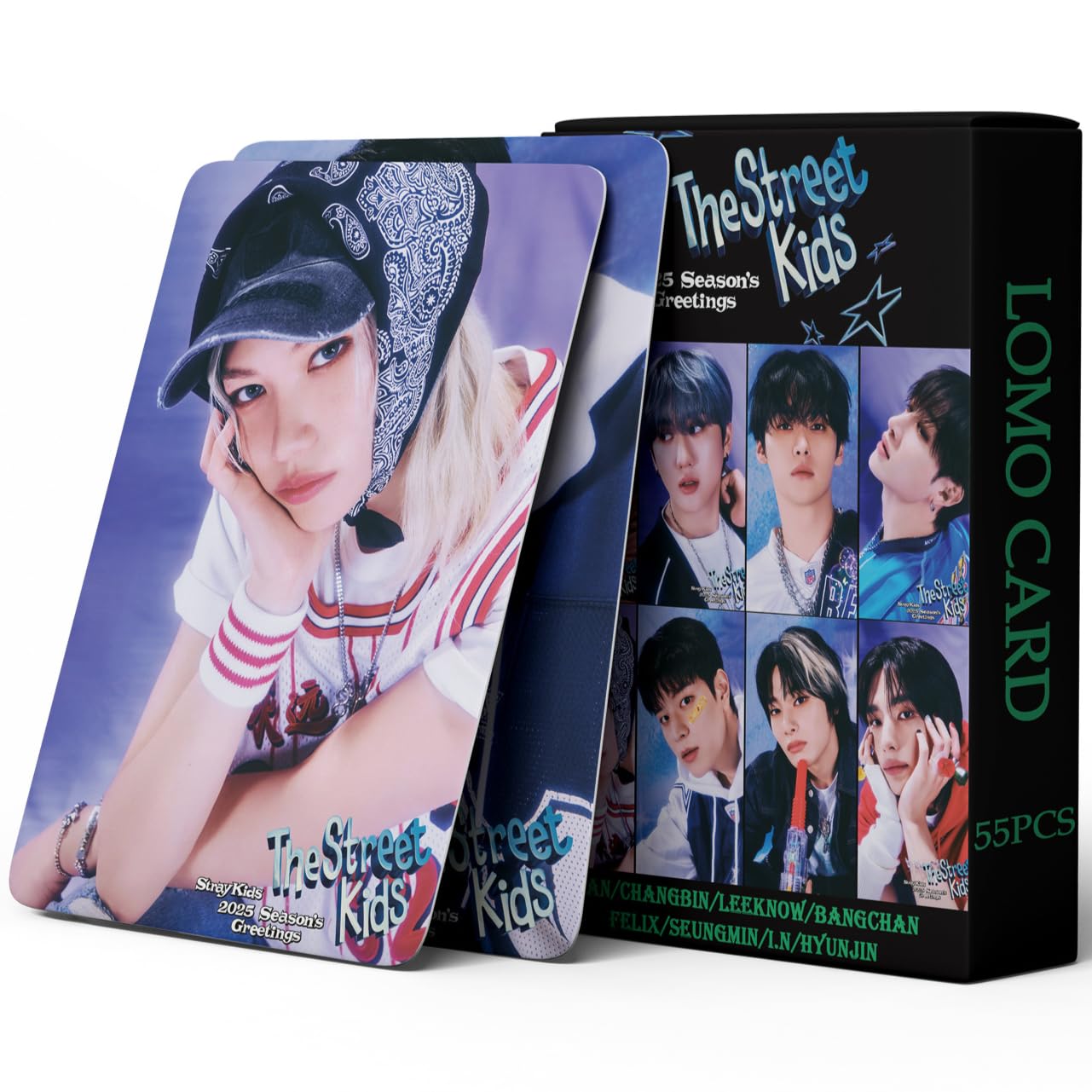 55 PCS stray kids cards THE STREET KIDS small card SEASON'S GREETINGS Lomo Cards, Photocards