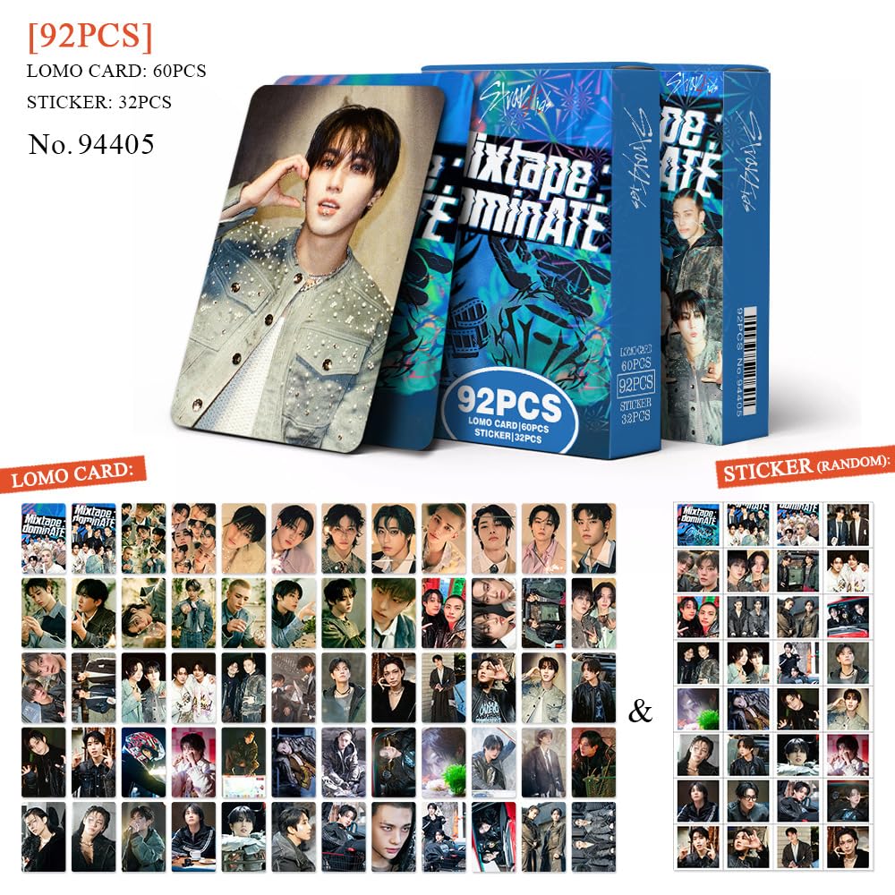 92 Pcs Kpop STRAY KIDS Photocards Album Mixtape dominATE Merch 60 Pcs LOMO Cards And 32 Pcs Music Stickers