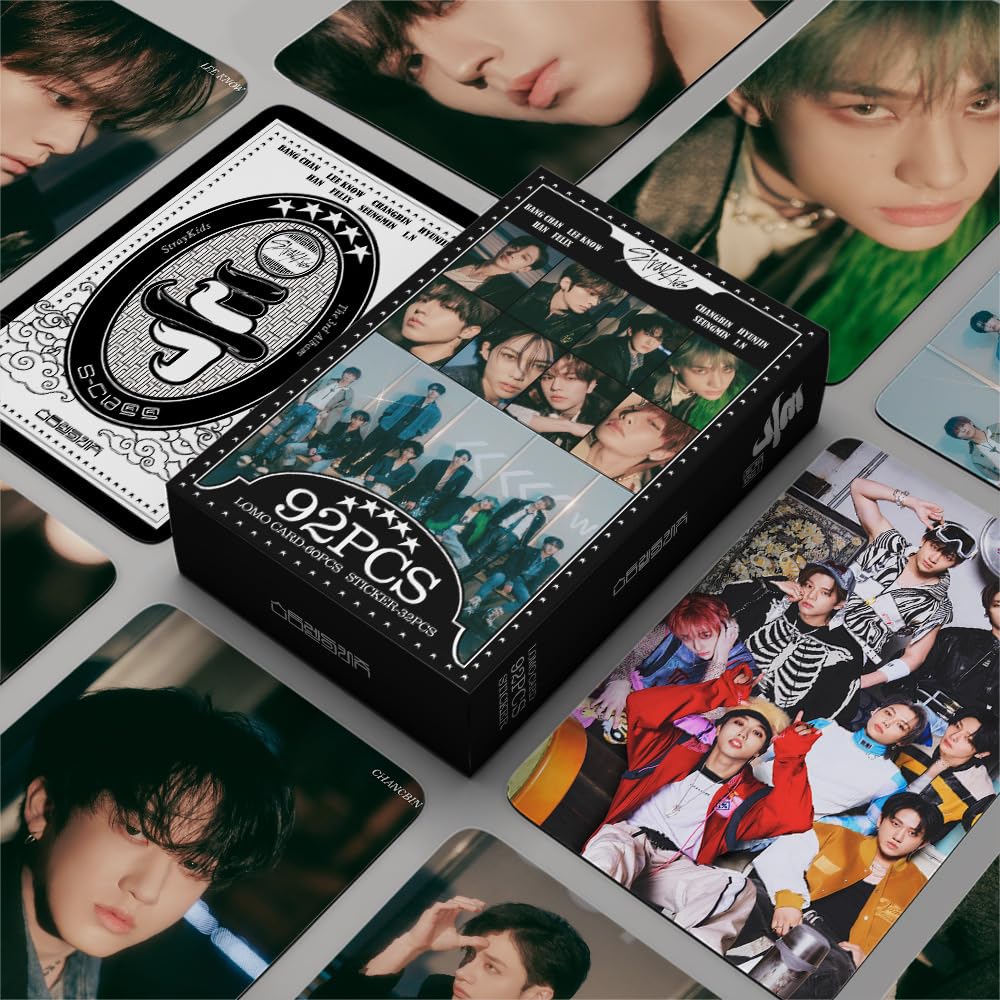 Stray Kids Photocards 92 Pcs kpop Photocards STRAYKIDS Album 5-STAR Merch 60 Pcs Lomo Cards And 32 Pcs stray kids stickers