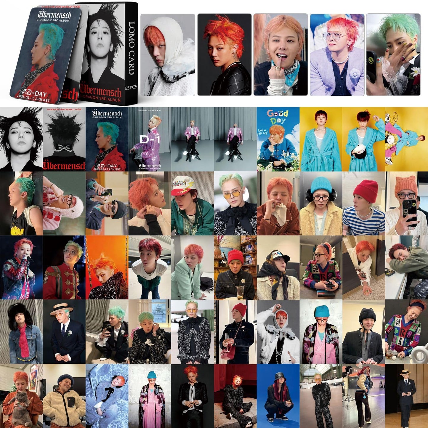 55 PCS BIGBANG Kpop G-DRAGON Album Übermensch  Merch small cards G-DRAGON  Lomo Cards, Photocards