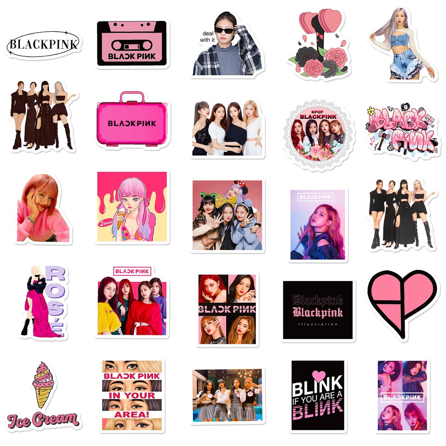 100 pcs blackpink kpop merch stickers accessories rose lisa jennie jisoo, doodle computer suitcase Sticker for Laptop，Water Bottles，Hard Hat，Skateboard，Birthday Decorations Gifts for Kids/Adults