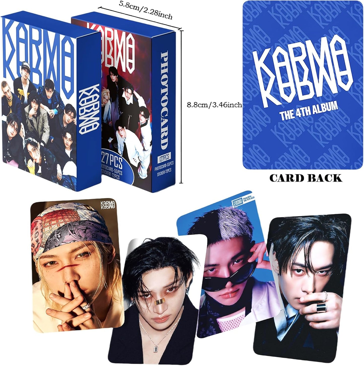 Stray Kids KARMA Album Photocards 127PCS KARMA Photo Card Set Stray Kids The 4th Album Merch Boys and Girls Card Set 55 PCS Photocard and 72 PCS Stickers Gift for STAY