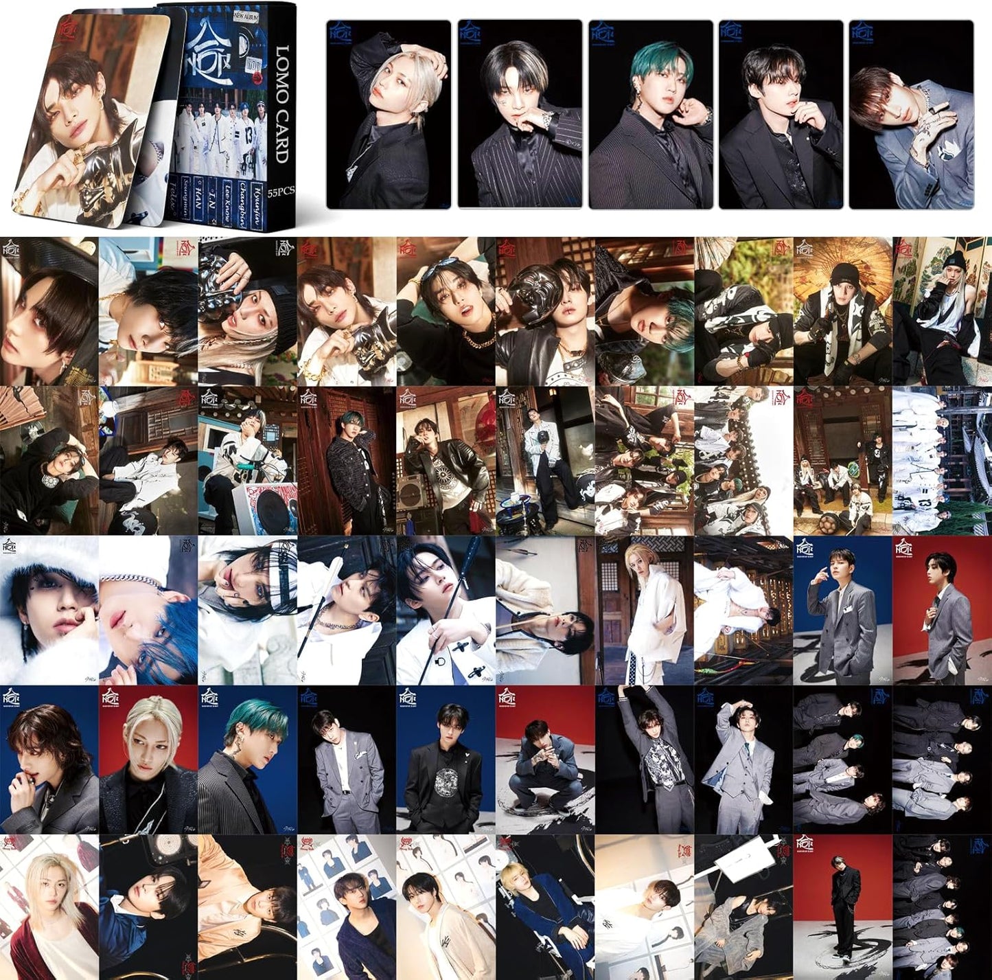 Stray Kids Photocards HOP Album Photo Cards 55 PCS KPOP SKZHOP HIPTAPE (HOP) Post Card Stray Kids Merch Boys and Girls Card Set Lomo Cards, Photocards