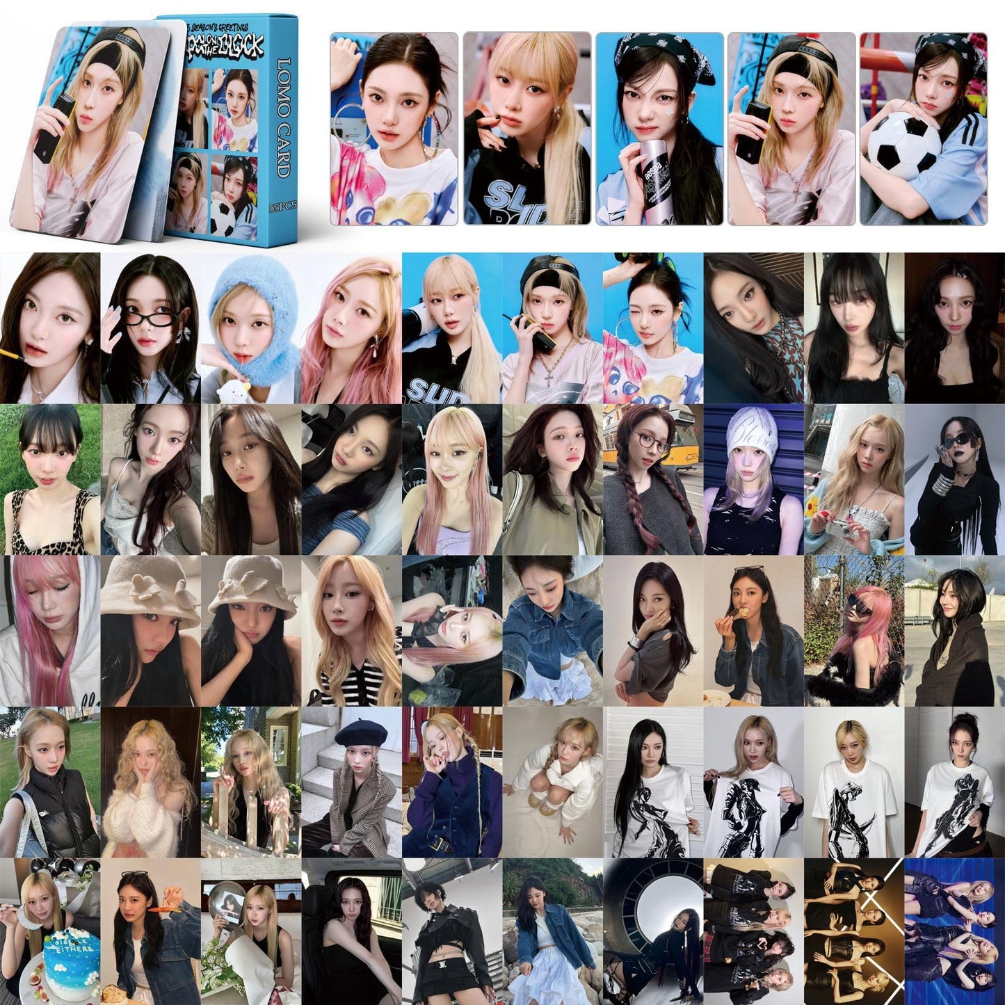 55 PCS AESPA small cards in stock 2025 aespa SEASON'S GREETINGS Cards KARINA Lomo Cards, Photocards