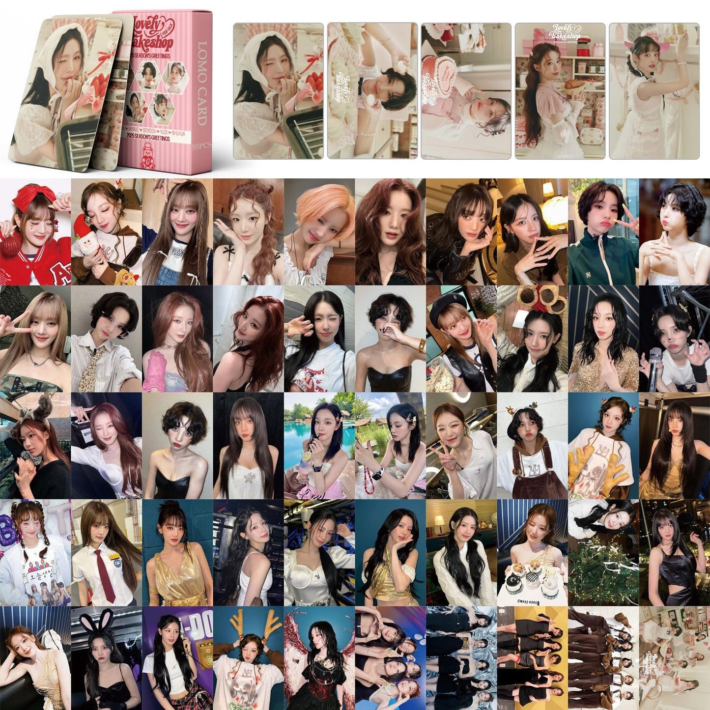 55 PCS GIDLE 2025 SEASON'S GREETINGS small cards in stock Song Yuqi YUQI Tian Xiaojuan Lomo Cards, Photocards