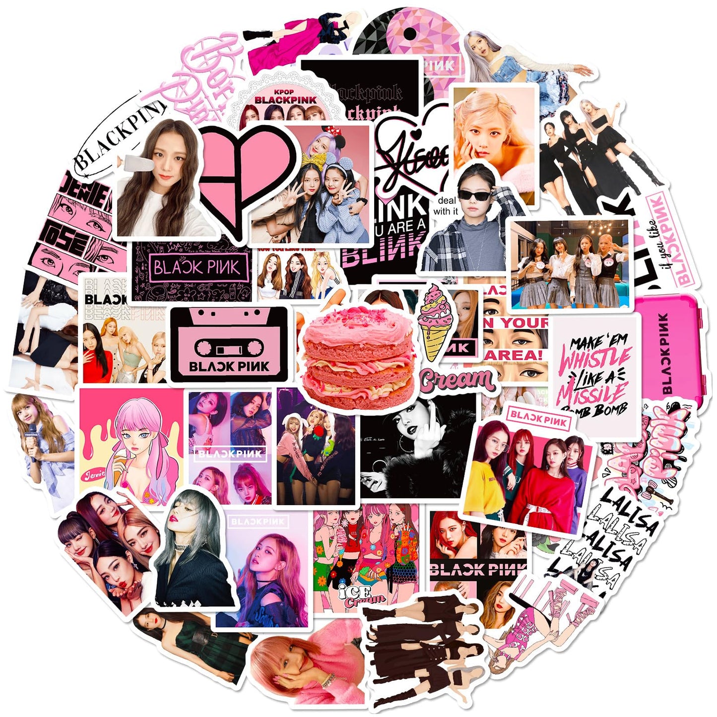 100 pcs blackpink kpop merch stickers accessories rose lisa jennie jisoo, doodle computer suitcase Sticker for Laptop，Water Bottles，Hard Hat，Skateboard，Birthday Decorations Gifts for Kids/Adults