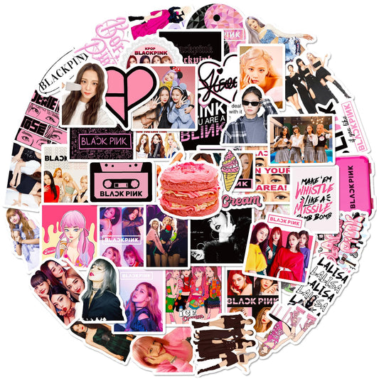 100 pcs blackpink kpop merch stickers accessories rose lisa jennie jisoo, doodle computer suitcase Sticker for Laptop，Water Bottles，Hard Hat，Skateboard，Birthday Decorations Gifts for Kids/Adults