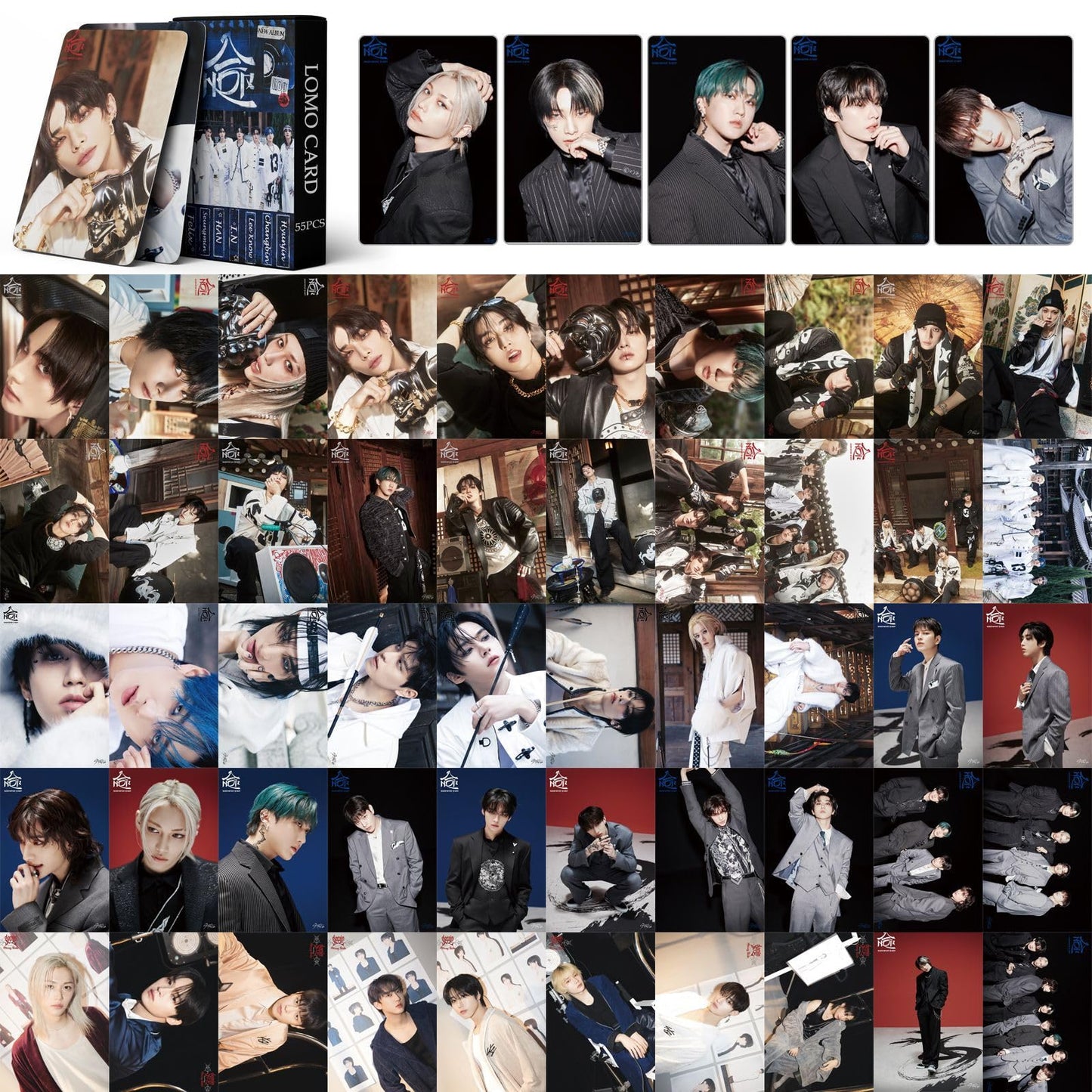 55 PCS Stray Kids Small Cards (HOP) Huang Xuanchen FELIX Li Longfu Fang Can Lomo Cards, Photocards