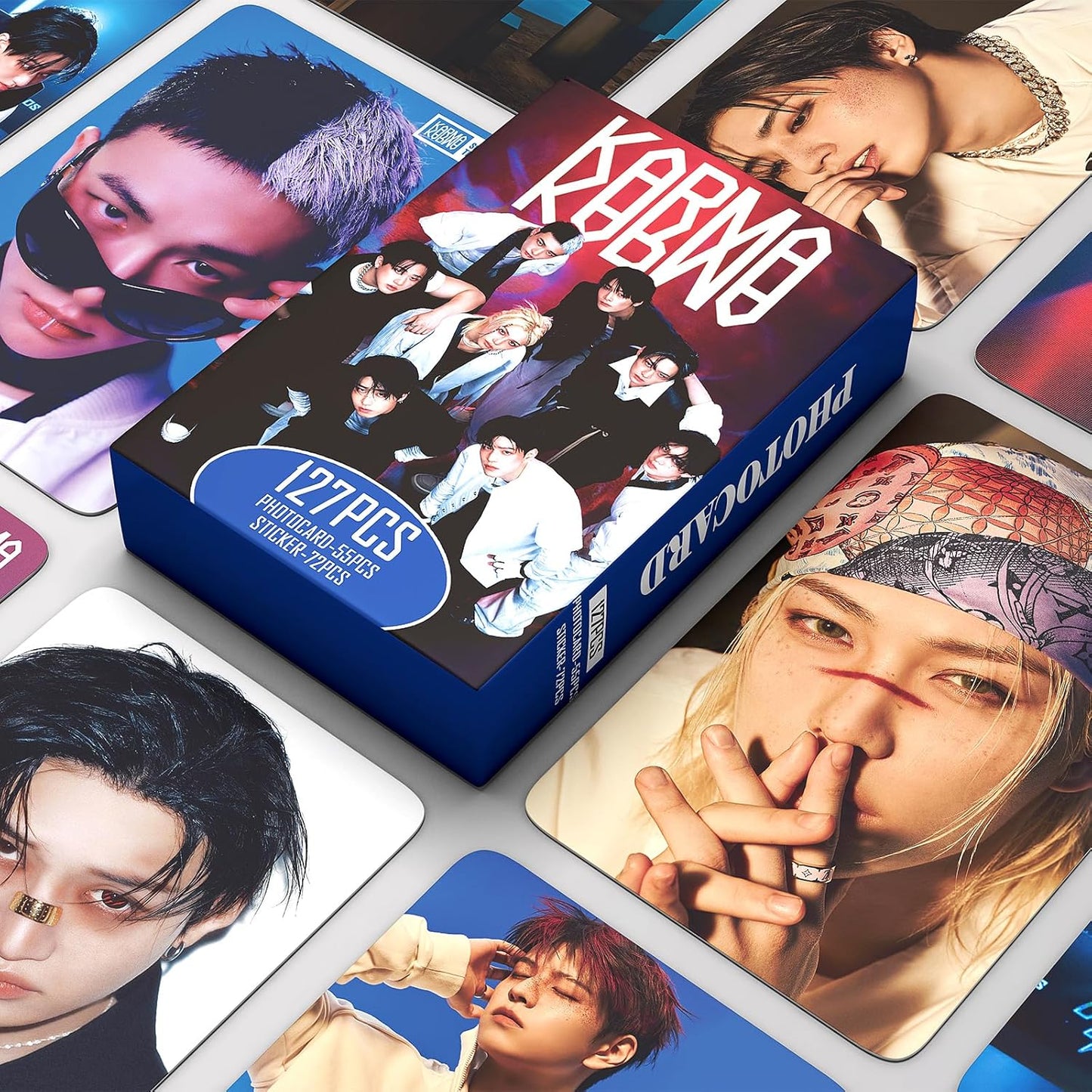 Stray Kids KARMA Album Photocards 127PCS KARMA Photo Card Set Stray Kids The 4th Album Merch Boys and Girls Card Set 55 PCS Photocard and 72 PCS Stickers Gift for STAY