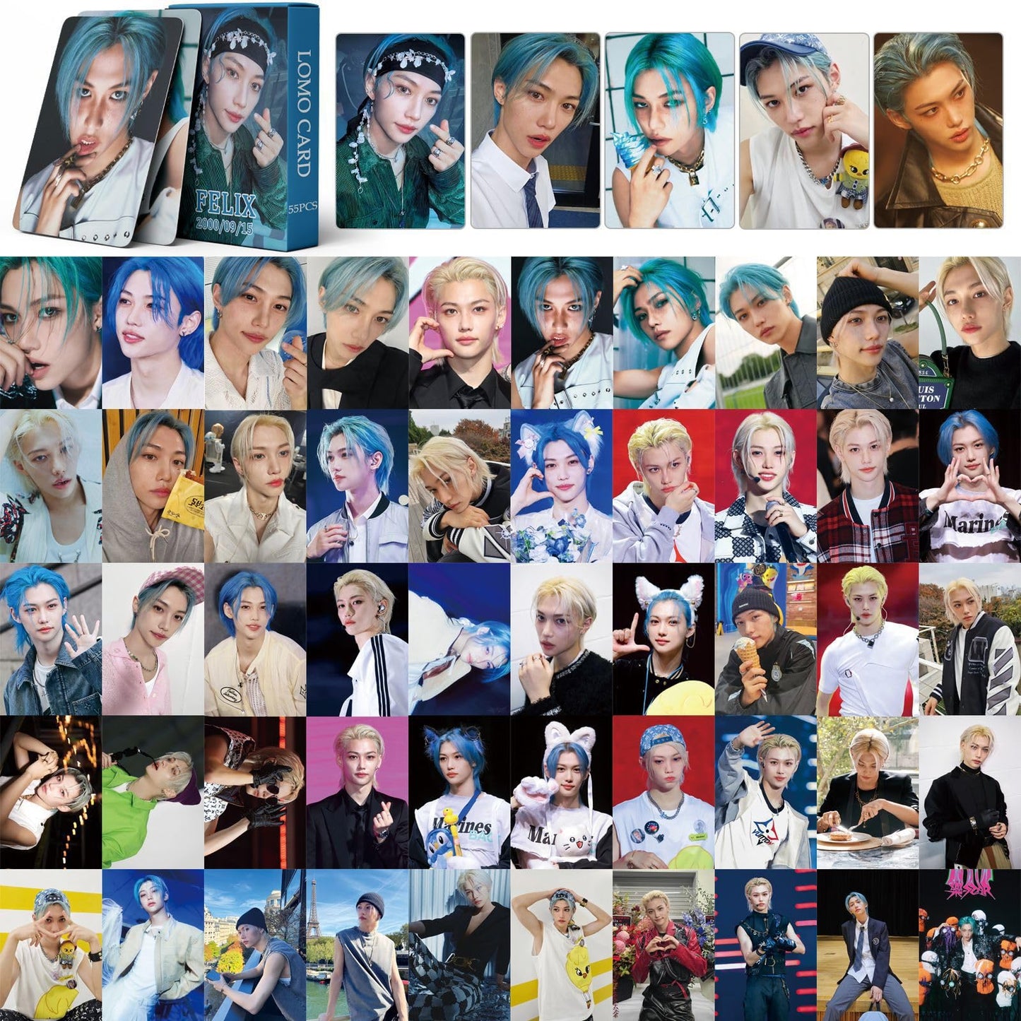 55 PCS Stray kids Li Longfu Single Small Lomo Cards，Stray kids  merch Photocards