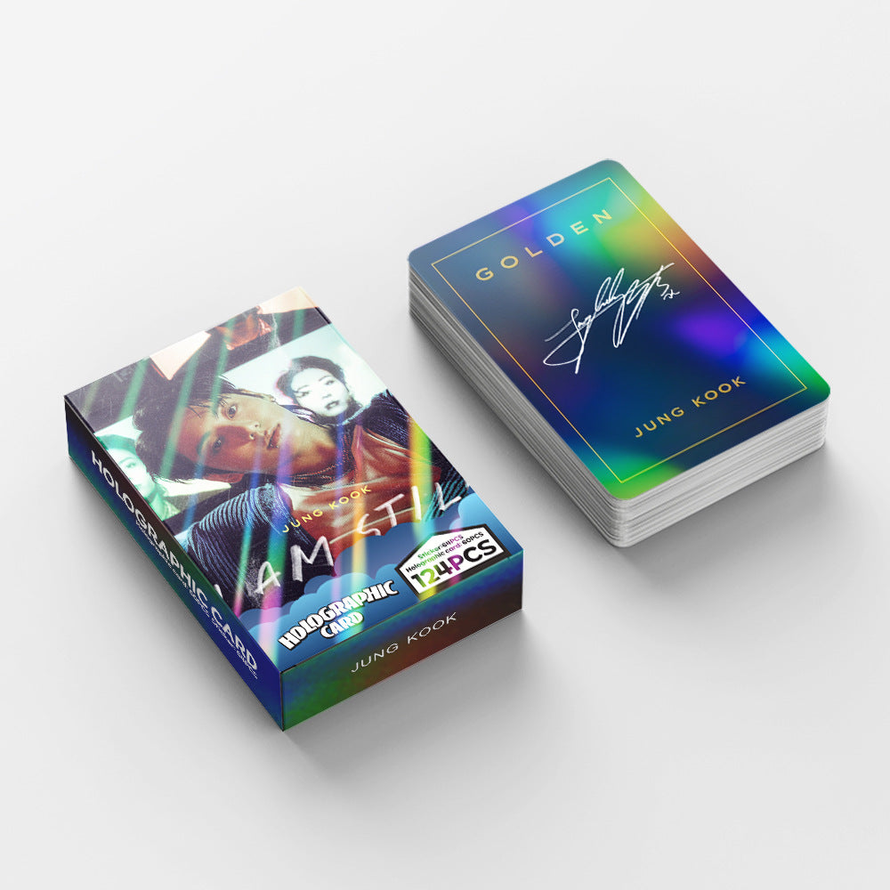 124 Pcs Laser JungKook Photocards Album I AM STILL Merch 60 Pcs LOMO Cards And 64 Pcs Stickers