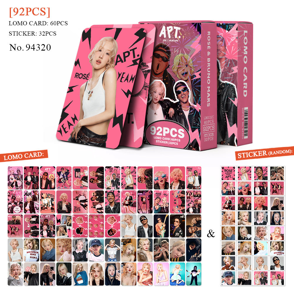 92 PCS blackpink ROSE Park Chaeyoung album APT photocards Merch 32 PCS stickers And 60 PCS double-sided LOMO cards
