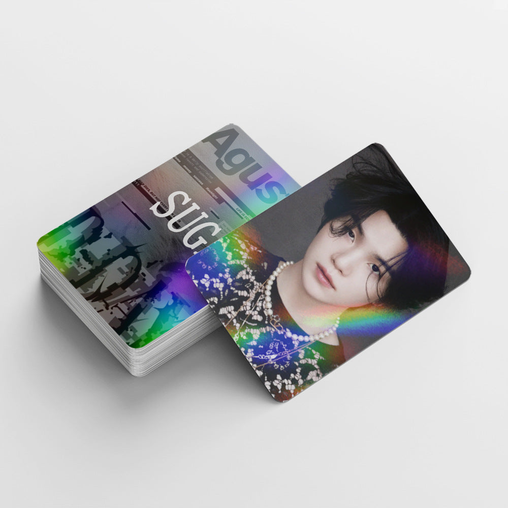 124 Pcs Laser Cards SUGA Photocards Album AgustD Merch 60 Pcs Lomo Cards And 64 Pcs Stickers