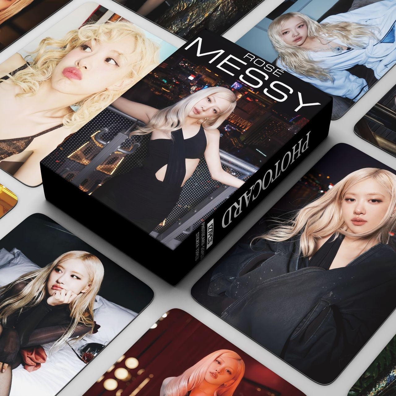 127 Pcs Black and Pink ROSE Photocards Album MESSY Merch 50 Pcs Lomo Cards And 77 Pcs Stickers
