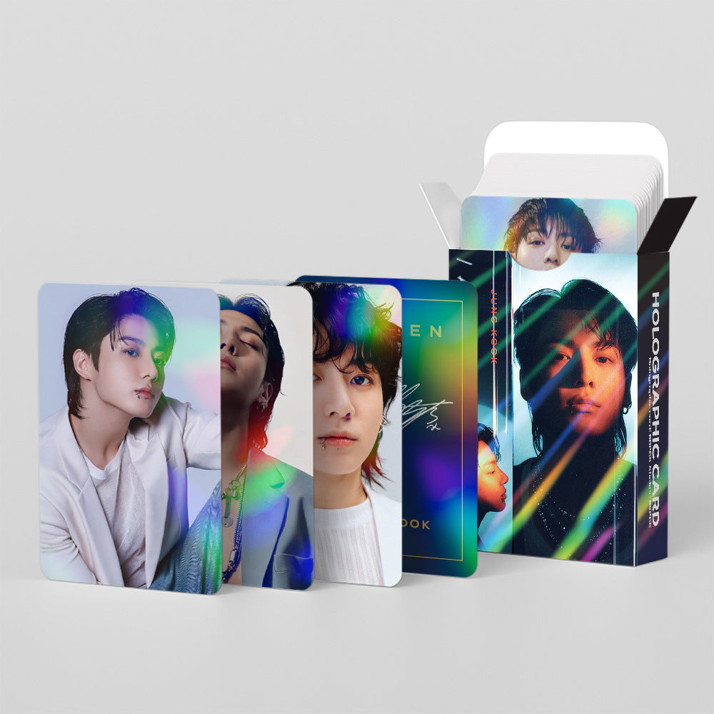 124 Pcs Laser JungKook Photocards Album I AM STILL Merch 60 Pcs LOMO Cards And 64 Pcs Stickers