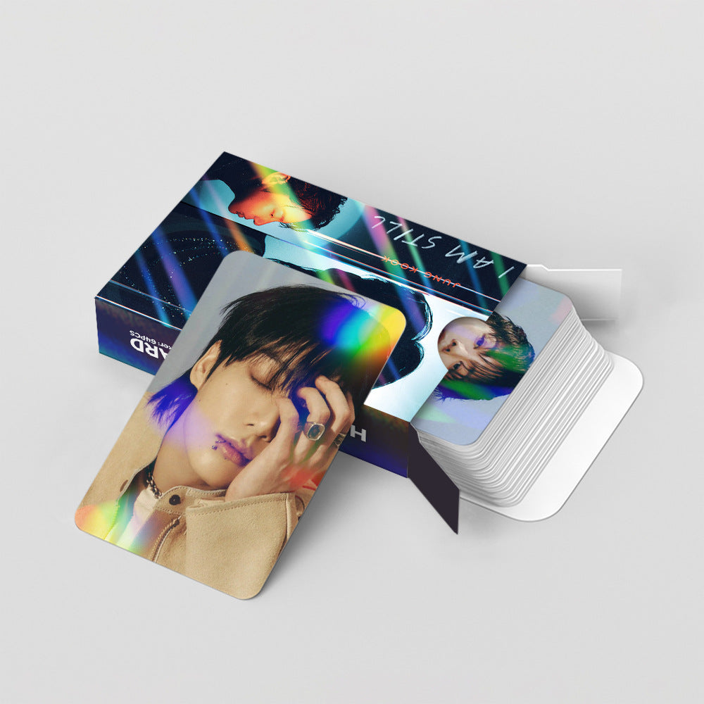 124 Pcs Laser JungKook Photocards Album I AM STILL Merch 60 Pcs LOMO Cards And 64 Pcs Stickers
