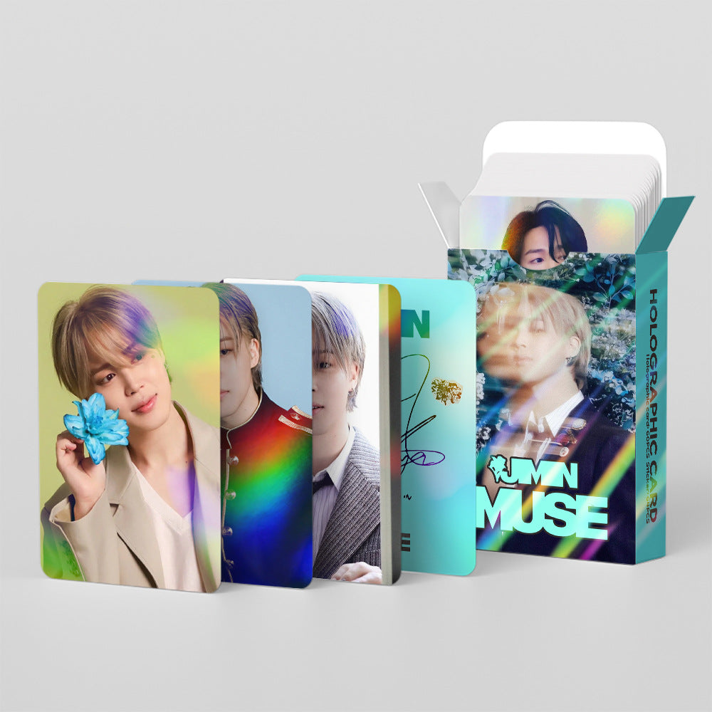 124 Pcs Laser Kpop Jimin PhotoCards New Solo Album (MUSE) Merch 60 Pcs Lomo Cards And 64 Pcs Stickers