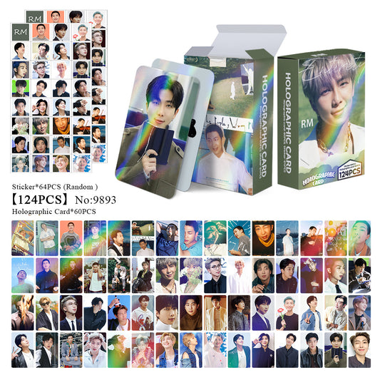 124 Pcs Laser Cards RM Photocards Merch 60 Pcs LOMO Cards And 64 Pcs Stickers
