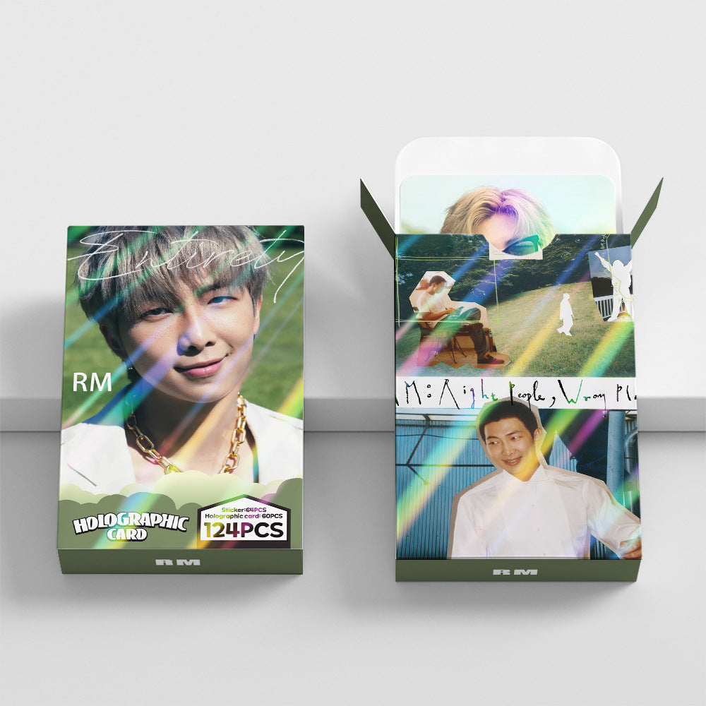 124 Pcs Laser Cards RM Photocards Merch 60 Pcs LOMO Cards And 64 Pcs Stickers