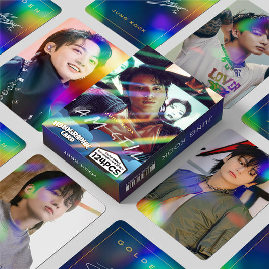 124 Pcs Laser JungKook Photocards Album I AM STILL Merch 60 Pcs LOMO Cards And 64 Pcs Stickers