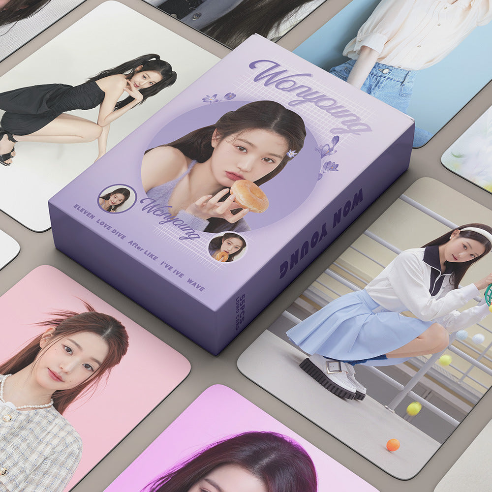 55 Kpop small cards IVE Zhang Yuanying personal  card Jang Won Young support card Lomo Cards, Photocards