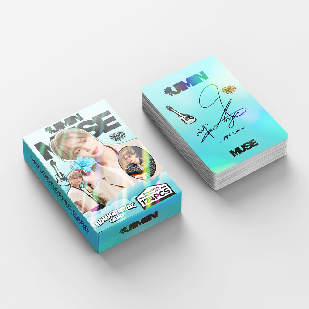 124 Pcs Laser Kpop Jimin PhotoCards New Solo Album (MUSE) Merch 60 Pcs Lomo Cards And 64 Pcs Stickers