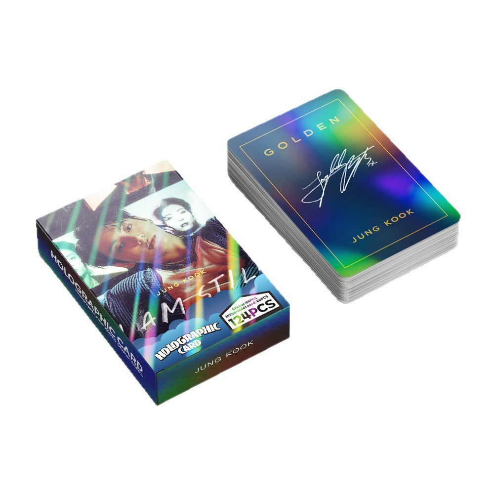 124 Pcs Laser JungKook Photocards Album I AM STILL Merch 60 Pcs LOMO Cards And 64 Pcs Stickers