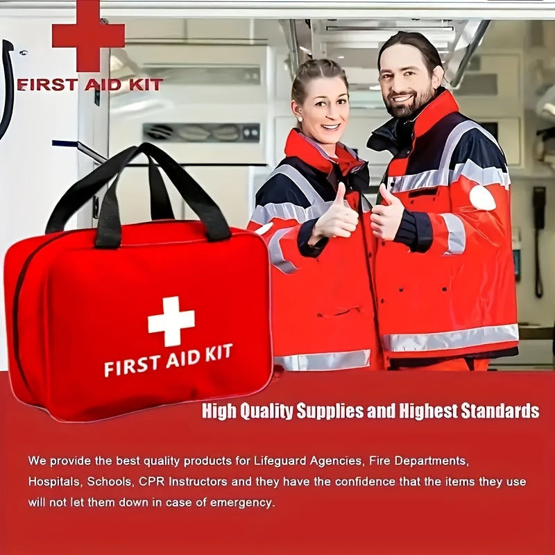 260 PCS first aid kits with scissors, bandages, clips, portable red box for home, outdoor, camping - general safety gear