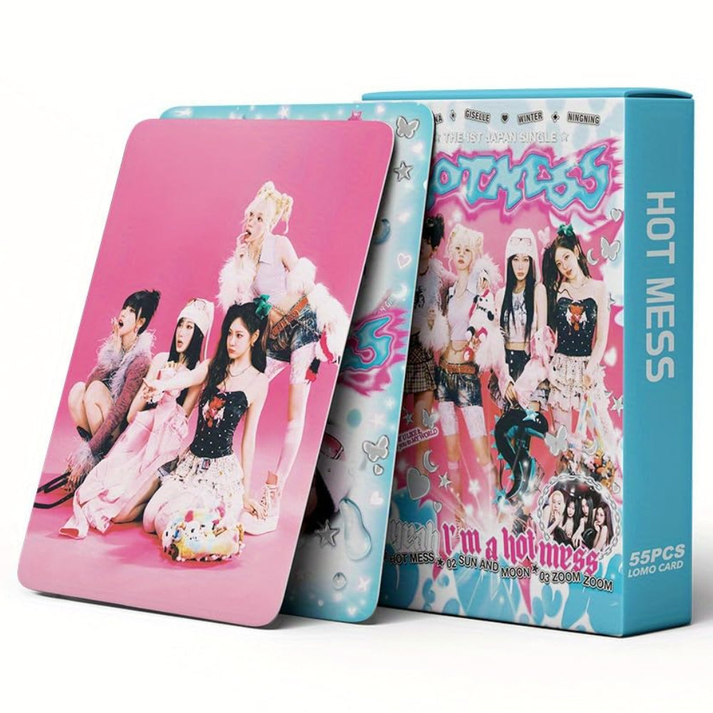 Kpop aespa photocards, 55 Pcs aespa  lomo cards Album HOT MESS Merch