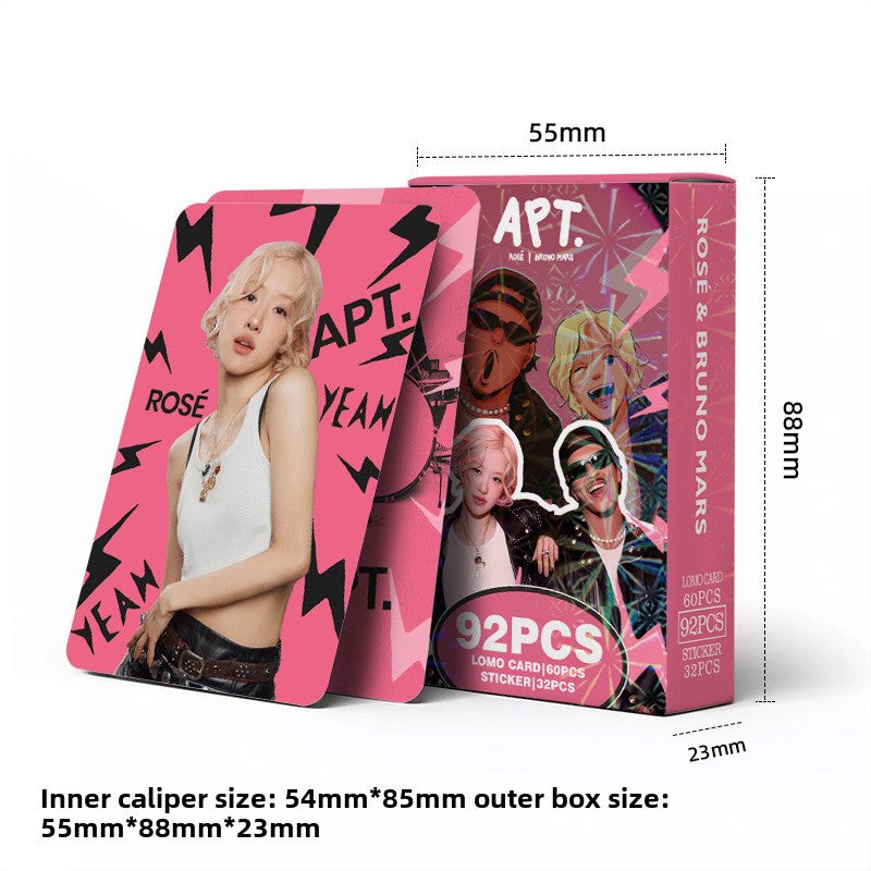 92 PCS blackpink ROSE Park Chaeyoung album APT photocards Merch 32 PCS stickers And 60 PCS double-sided LOMO cards