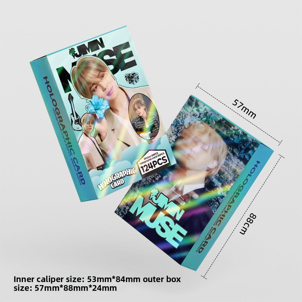 124 Pcs Laser Kpop Jimin PhotoCards New Solo Album (MUSE) Merch 60 Pcs Lomo Cards And 64 Pcs Stickers