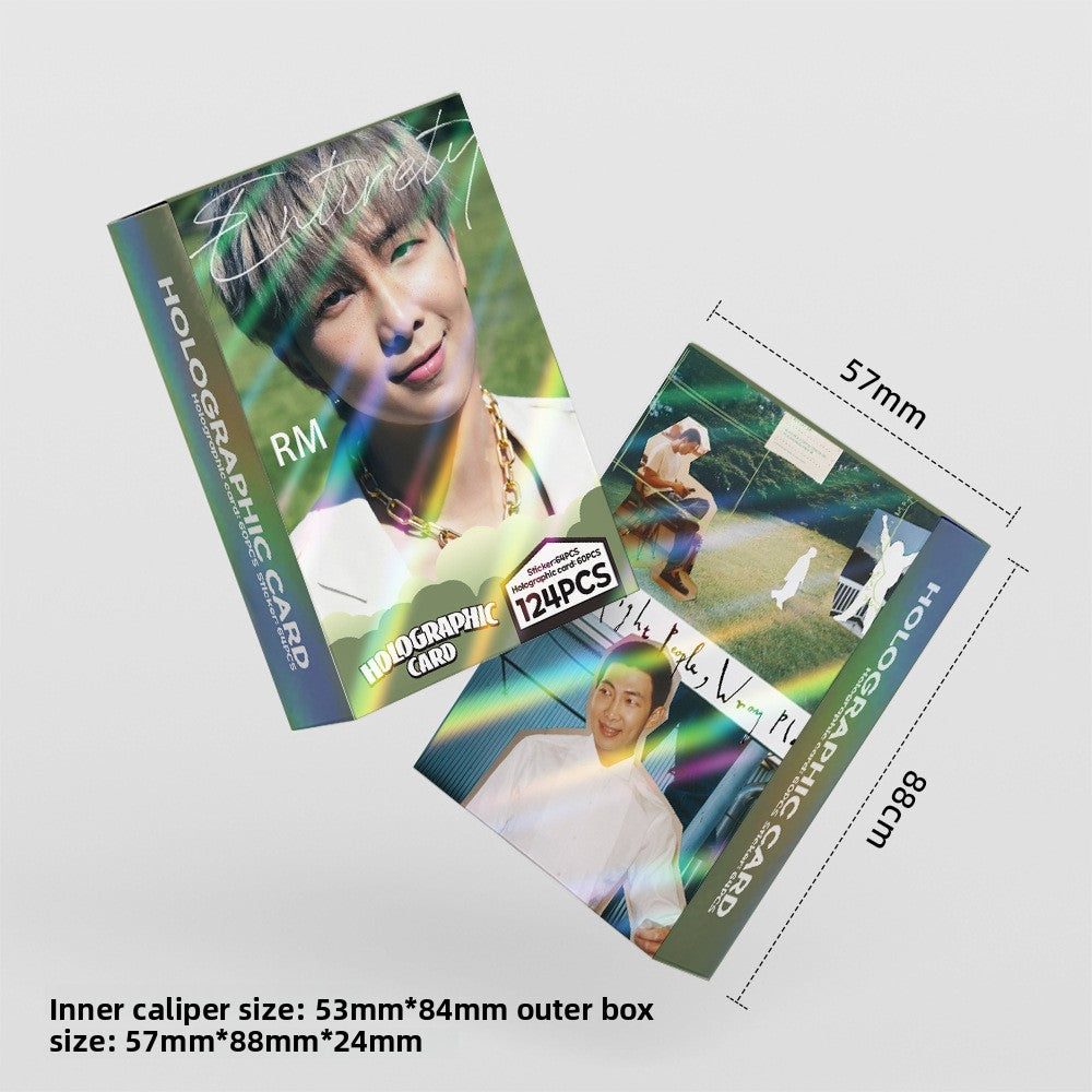 124 Pcs Laser Cards RM Photocards Merch 60 Pcs LOMO Cards And 64 Pcs Stickers